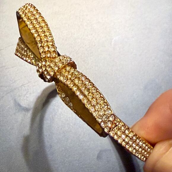 Kate Spade Crystal Bow Gold Tone Hinged Bracelet - Picture 5 of 9